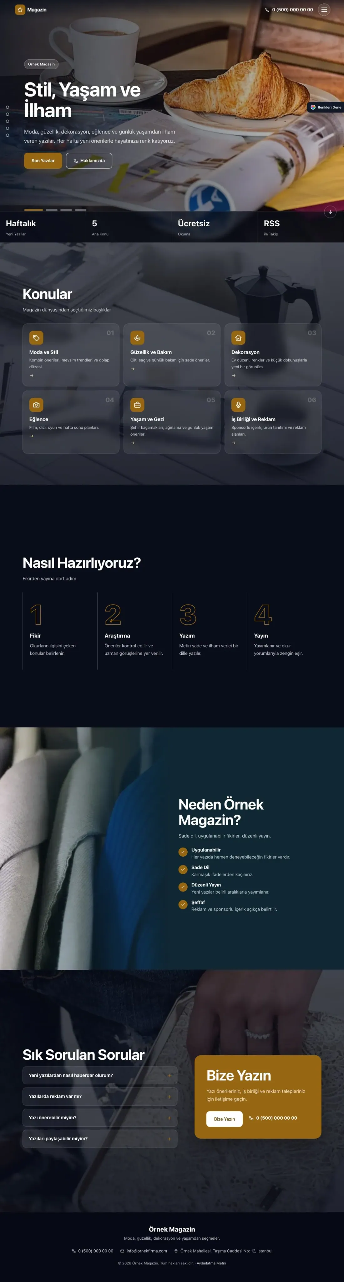 Magazin Sitesi için Tam Ekran Mavi Turuncu – Magazin Sitesi Web Sitesi ana sayfa görünümü