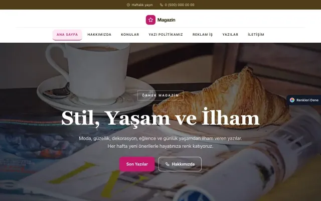 Magazin Sitesi için Zigzag Kahve Pembe – Magazin Sitesi Web Sitesi ana sayfa görünümü
