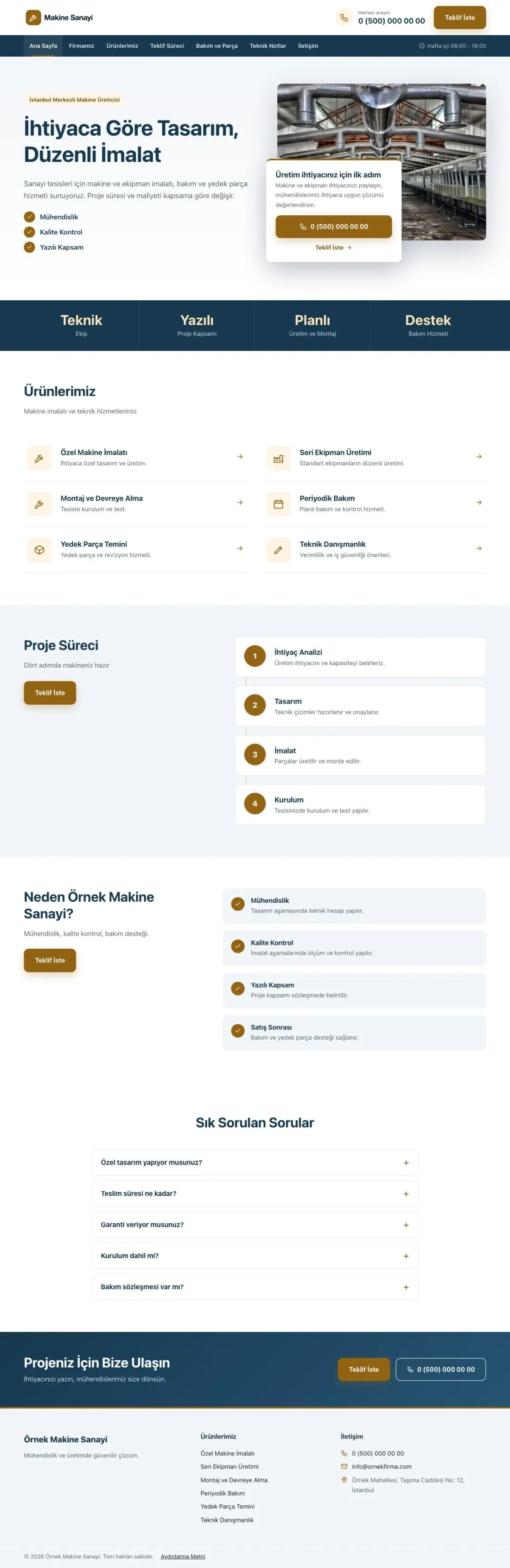 Bölünmüş Mavi Turuncu II – Makine Web Sitesi ana sayfa görünümü