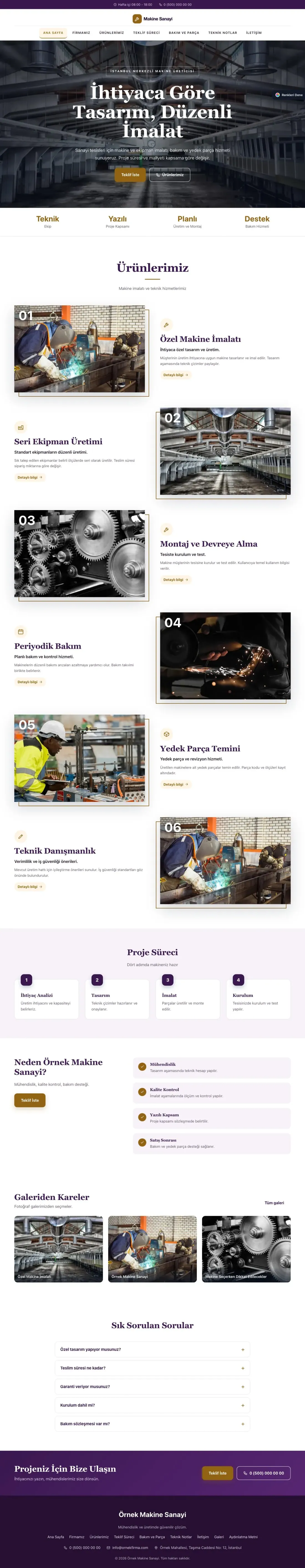 Makine için Zigzag Mor Turuncu – Makine Web Sitesi ana sayfa görünümü