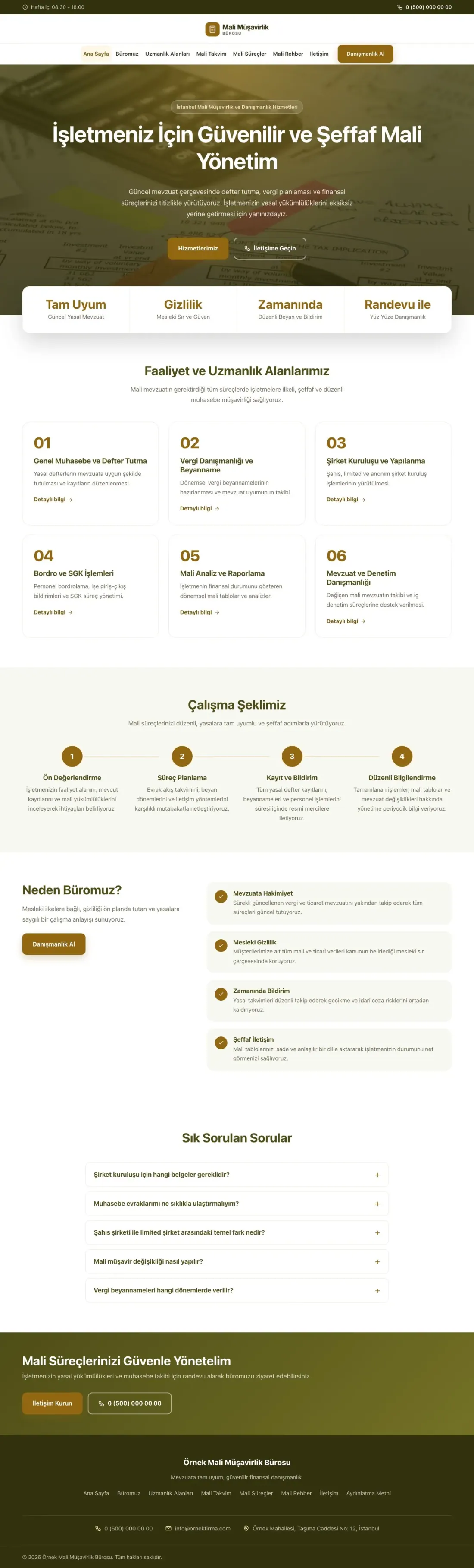 Merkez Zeytin Amber – Mali Müşavir Web Sitesi ana sayfa görünümü