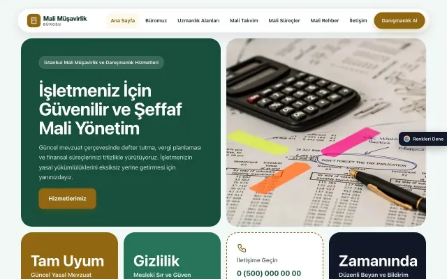 Mali Müşavir için Mozaik Petrol Amber – Mali Müşavir Web Sitesi ana sayfa görünümü