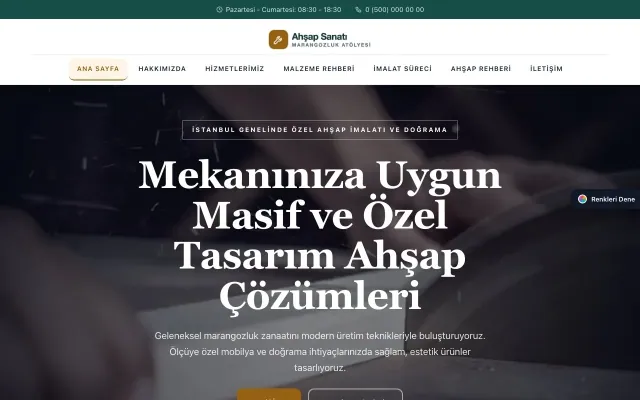 Marangoz ve Doğrama için Zigzag Petrol Turuncu – Marangoz ve Doğrama Web Sitesi ana sayfa görünümü