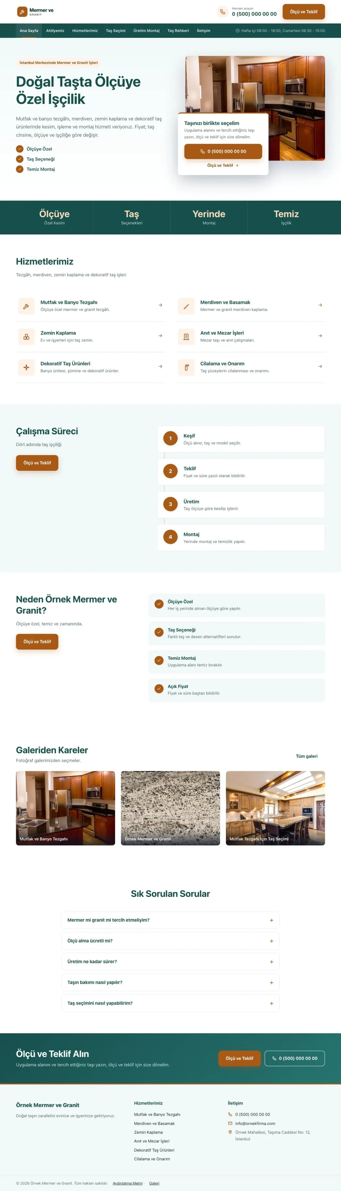 Mermer ve Granit için Bölünmüş Petrol Turuncu – Mermer ve Granit Web Sitesi ana sayfa görünümü