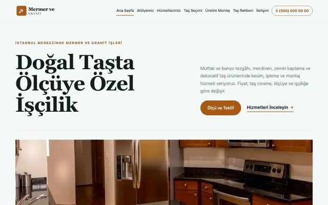 Mermer ve Granit için Dergi Editoryal Petrol Turuncu – Mermer ve Granit Web Sitesi ana sayfa görünümü