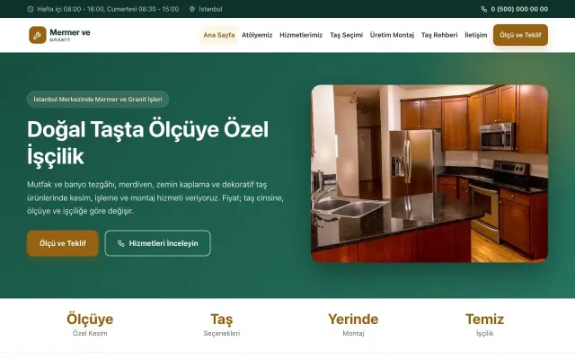 Mermer ve Granit için Klasik Petrol Turuncu – Mermer ve Granit Web Sitesi ana sayfa görünümü