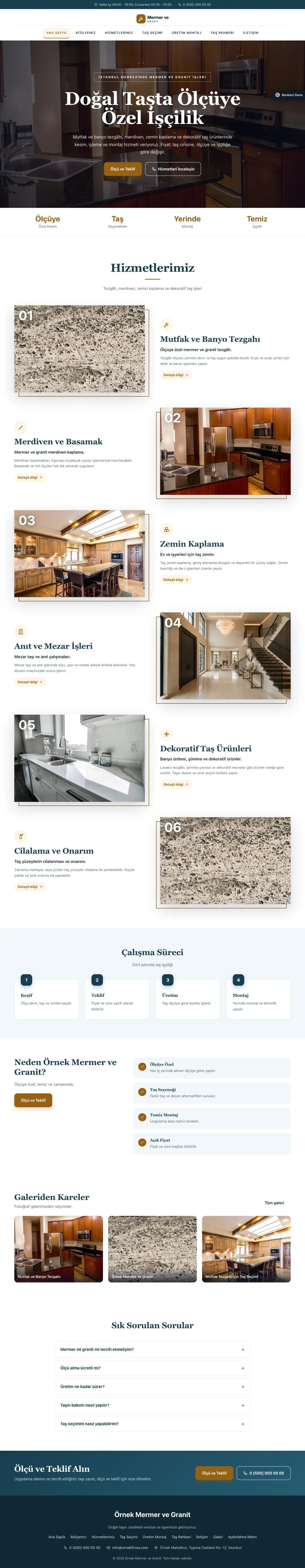Mermer ve Granit için Zigzag Mavi Turuncu – Mermer ve Granit Web Sitesi ana sayfa görünümü