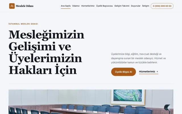 Editoryal Lacivert Turuncu – Meslek Odası ve Sendika Web Sitesi ana sayfa görünümü