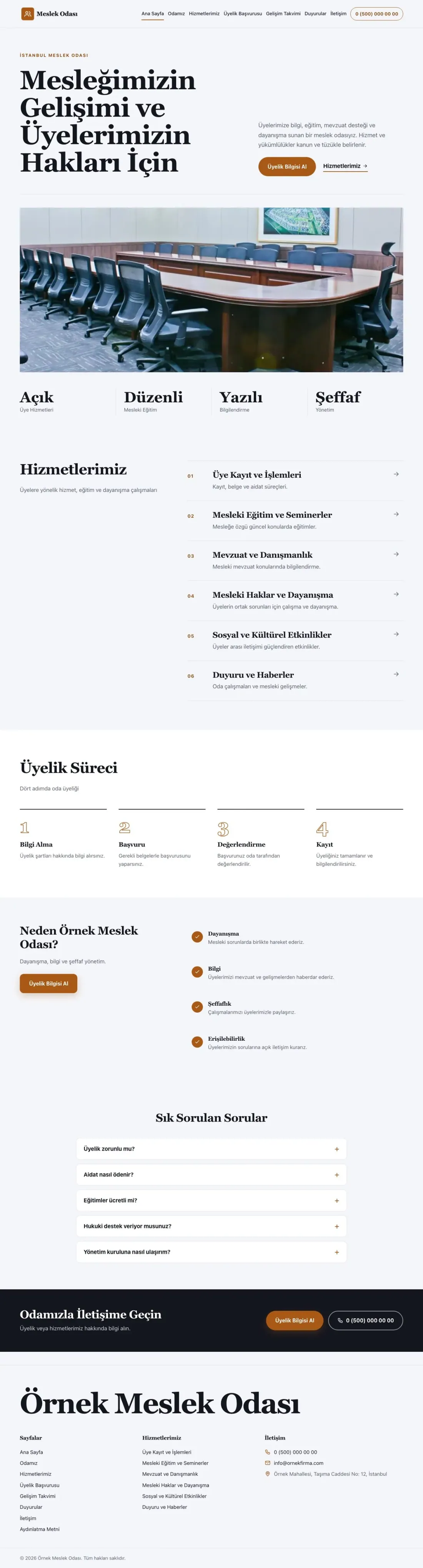 Editoryal Lacivert Turuncu – Meslek Odası ve Sendika Web Sitesi ana sayfa görünümü