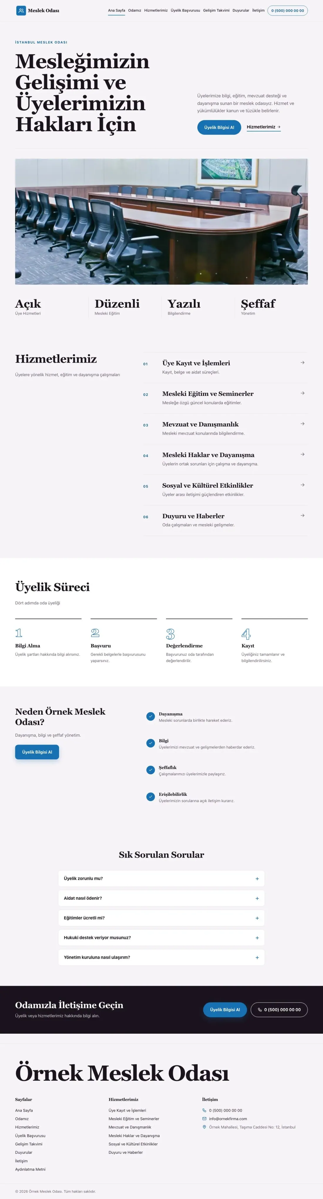 Editoryal Mor Mavi – Meslek Odası ve Sendika Web Sitesi ana sayfa görünümü