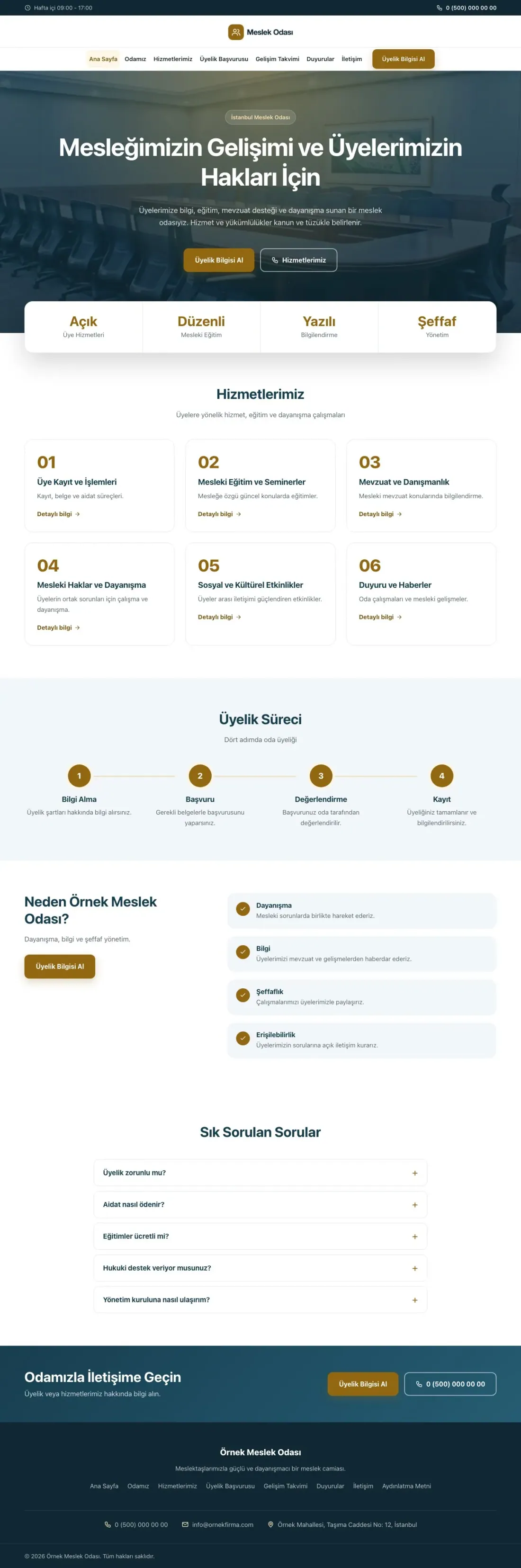 Merkez Mavi Amber – Meslek Odası ve Sendika Web Sitesi ana sayfa görünümü
