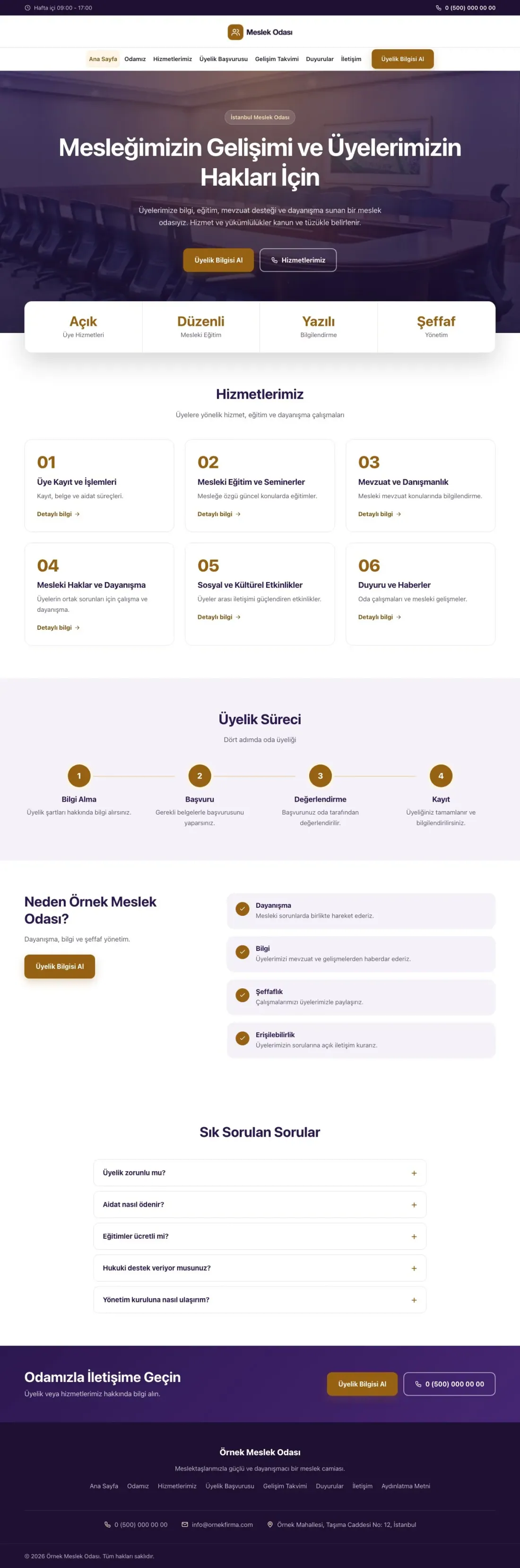 Merkez Mor Turuncu – Meslek Odası ve Sendika Web Sitesi ana sayfa görünümü