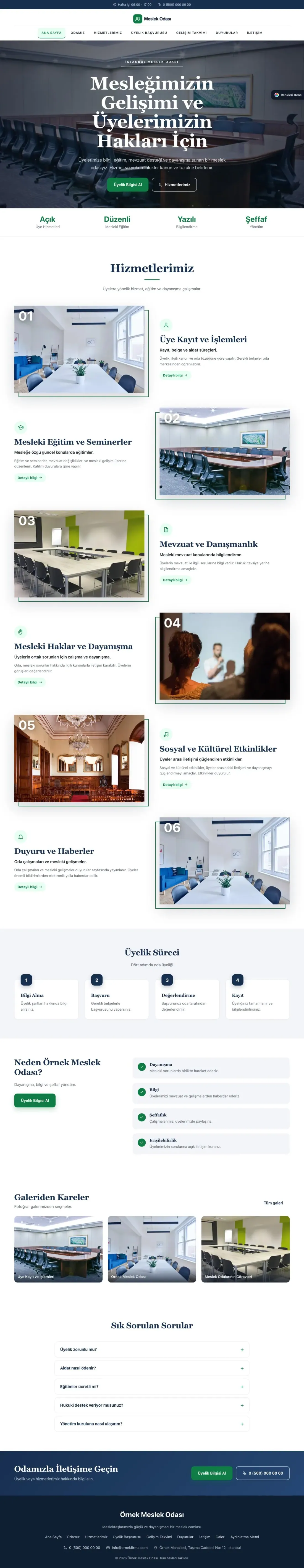 Meslek Odası ve Sendika için Zigzag Mavi Yeşil – Meslek Odası ve Sendika Web Sitesi ana sayfa görünümü