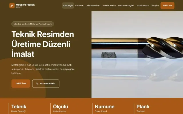 Blok Kahve Turuncu – Metal ve Plastik Web Sitesi ana sayfa görünümü