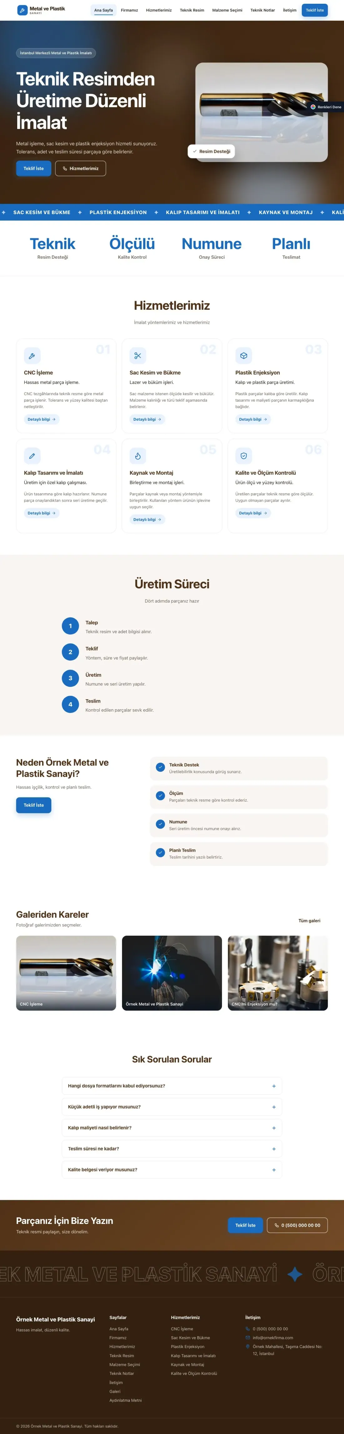 Metal ve Plastik için Hareketli Kahve Mavi – Metal ve Plastik Web Sitesi ana sayfa görünümü