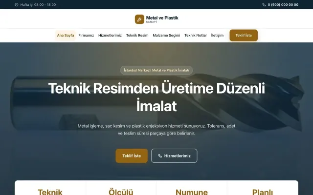 Merkez Mavi Turuncu II – Metal ve Plastik Web Sitesi ana sayfa görünümü