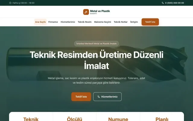 Merkez Petrol Turuncu – Metal ve Plastik Web Sitesi ana sayfa görünümü
