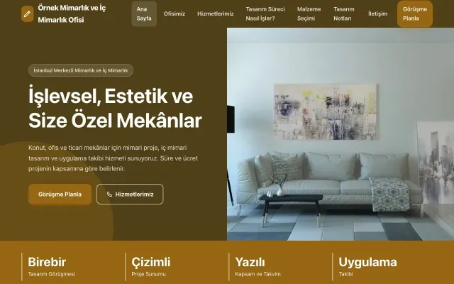 Mimarlık ve İç Mimarlık için Blok Kahve Turuncu – Mimarlık ve İç Mimarlık Web Sitesi ana sayfa görünümü