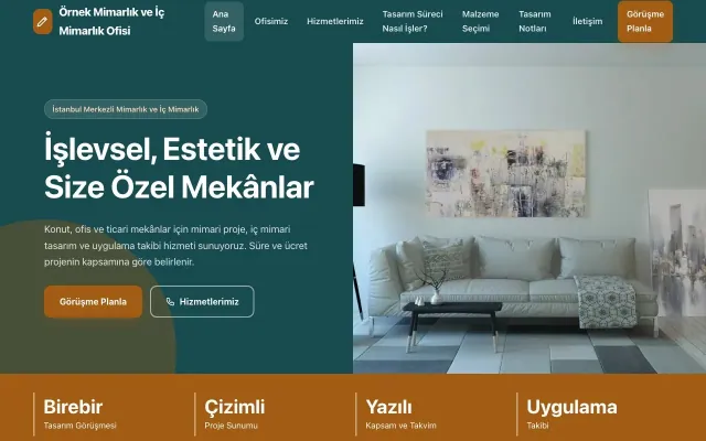 Mimarlık ve İç Mimarlık için Blok Petrol Turuncu – Mimarlık ve İç Mimarlık Web Sitesi ana sayfa görünümü