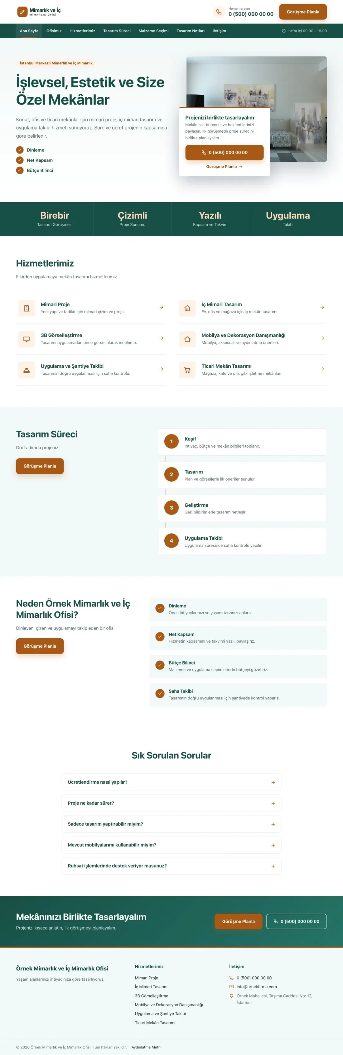 Bölünmüş Petrol Turuncu – Mimarlık ve İç Mimarlık Web Sitesi ana sayfa görünümü