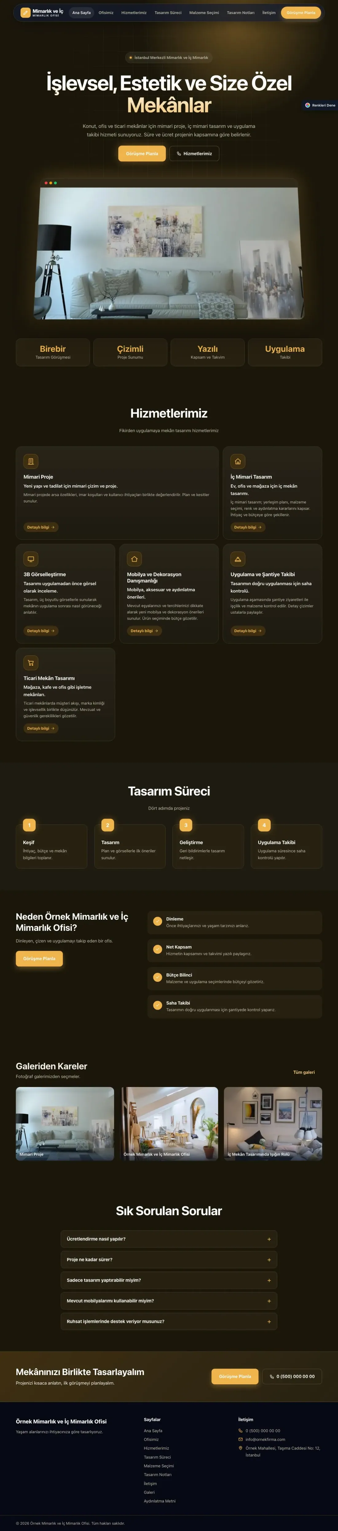 Mimarlık ve İç Mimarlık için Koyu Modern Kahve Turuncu – Mimarlık ve İç Mimarlık Web Sitesi ana sayfa görünümü