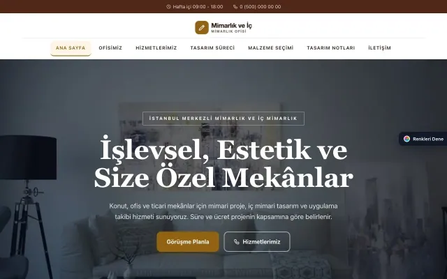 Mimarlık ve İç Mimarlık için Zigzag Kahve Turuncu – Mimarlık ve İç Mimarlık Web Sitesi ana sayfa görünümü