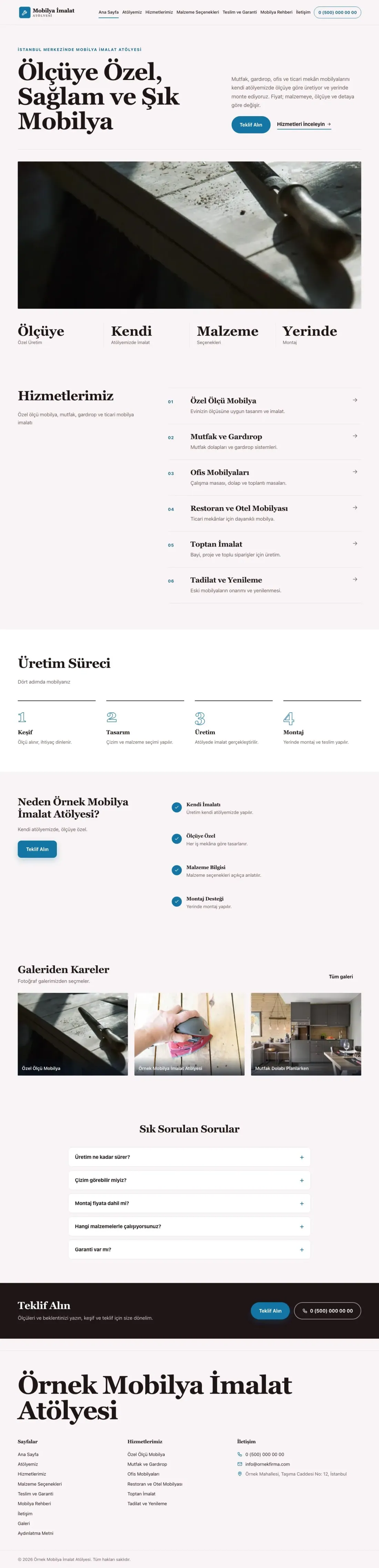 Mobilya İmalat Atölyesi için Dergi Editoryal Bordo Mavi – Mobilya İmalat Atölyesi Web Sitesi ana sayfa görünümü