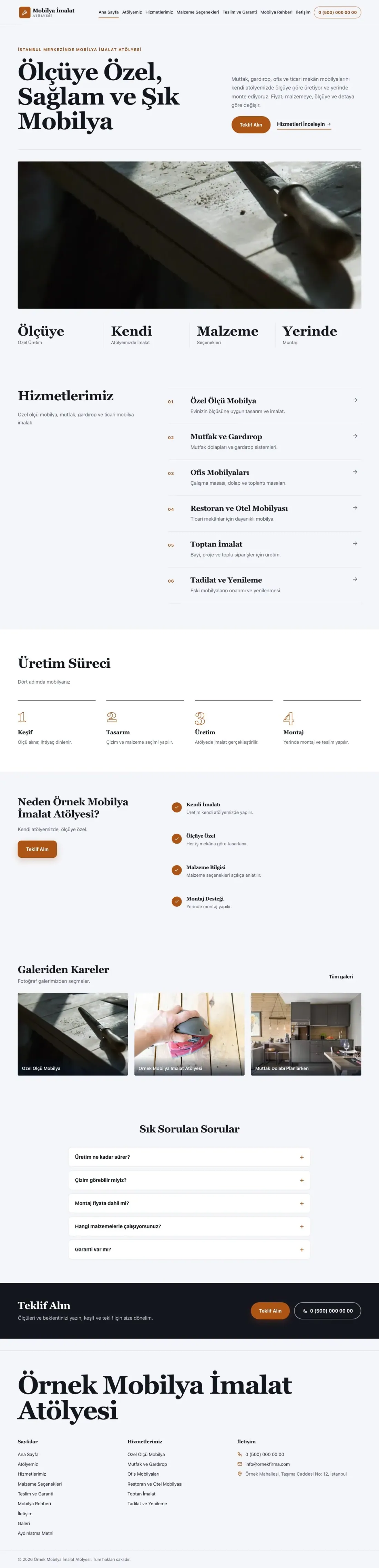 Mobilya İmalat Atölyesi için Dergi Editoryal Lacivert Turuncu – Mobilya İmalat Atölyesi Web Sitesi ana sayfa görünümü