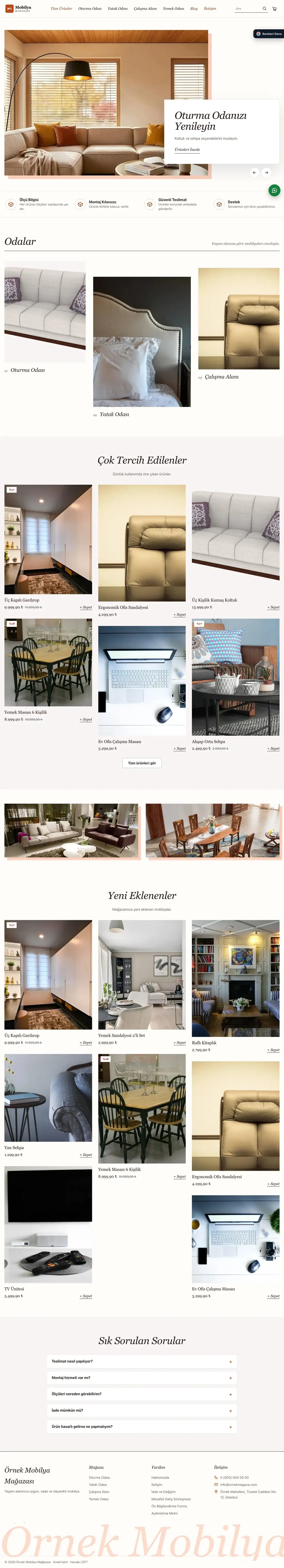 Mobilya Mağazası için Lookbook Bordo Turuncu – Mobilya Mağazası E-ticaret Sitesi ana sayfa görünümü
