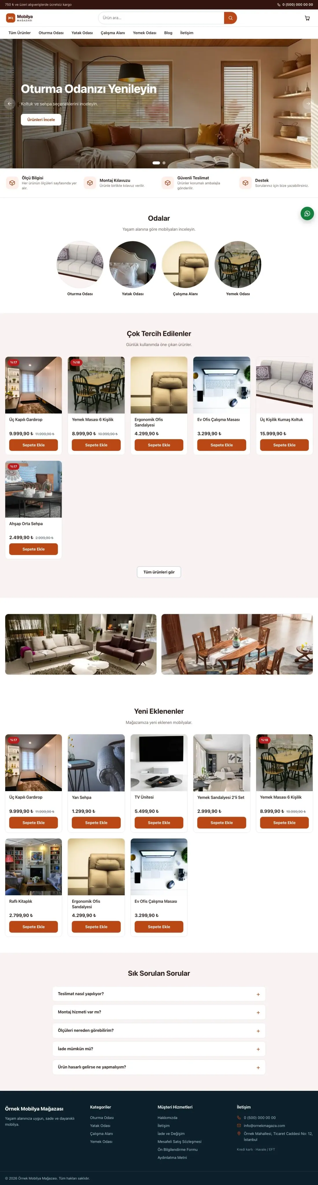Vitrin Bordo Turuncu – Mobilya Mağazası E-ticaret Sitesi ana sayfa görünümü