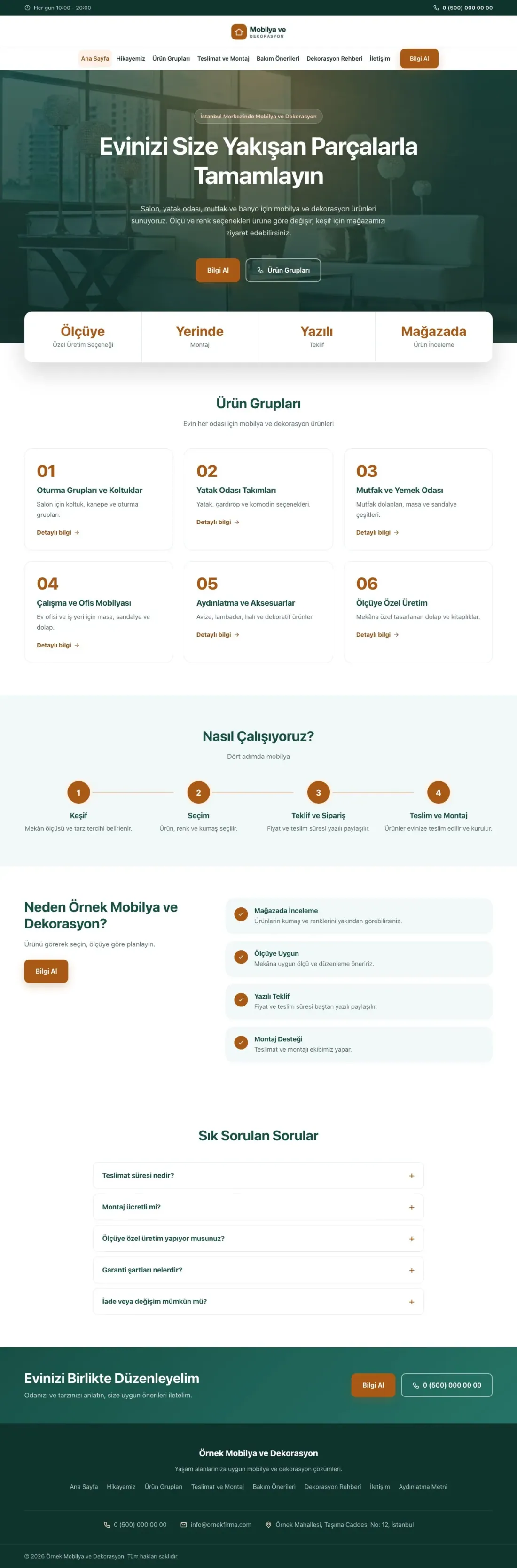 Merkez Petrol Turuncu – Mobilya ve Dekorasyon Web Sitesi ana sayfa görünümü