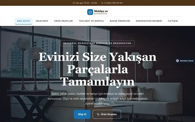 Mobilya ve Dekorasyon için Zigzag Kahve Mavi – Mobilya ve Dekorasyon Web Sitesi ana sayfa görünümü