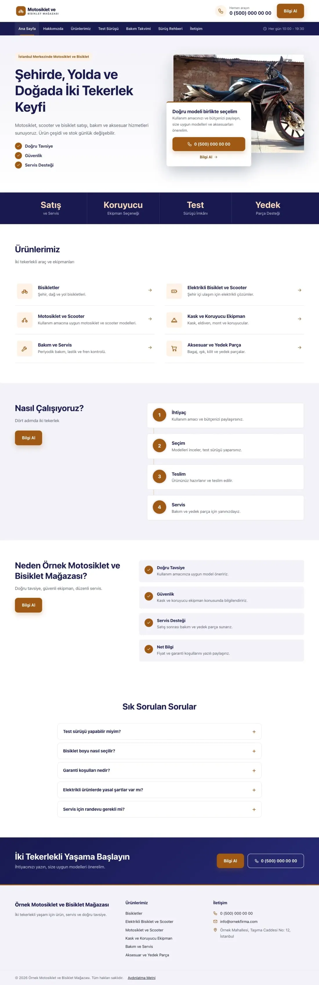 Bölünmüş Lacivert Turuncu II – Motosiklet ve Bisiklet Web Sitesi ana sayfa görünümü