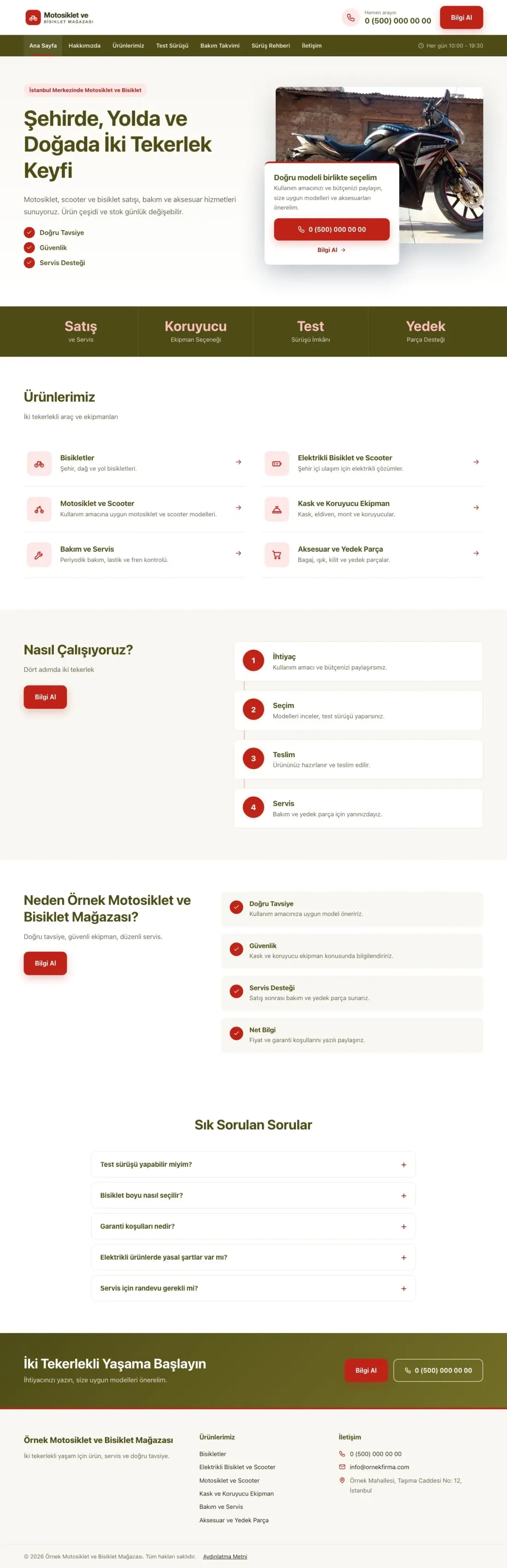 Bölünmüş Zeytin Kırmızı – Motosiklet ve Bisiklet Web Sitesi ana sayfa görünümü