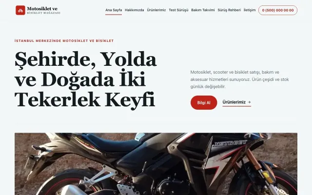 Editoryal Mavi Kırmızı – Motosiklet ve Bisiklet Web Sitesi ana sayfa görünümü