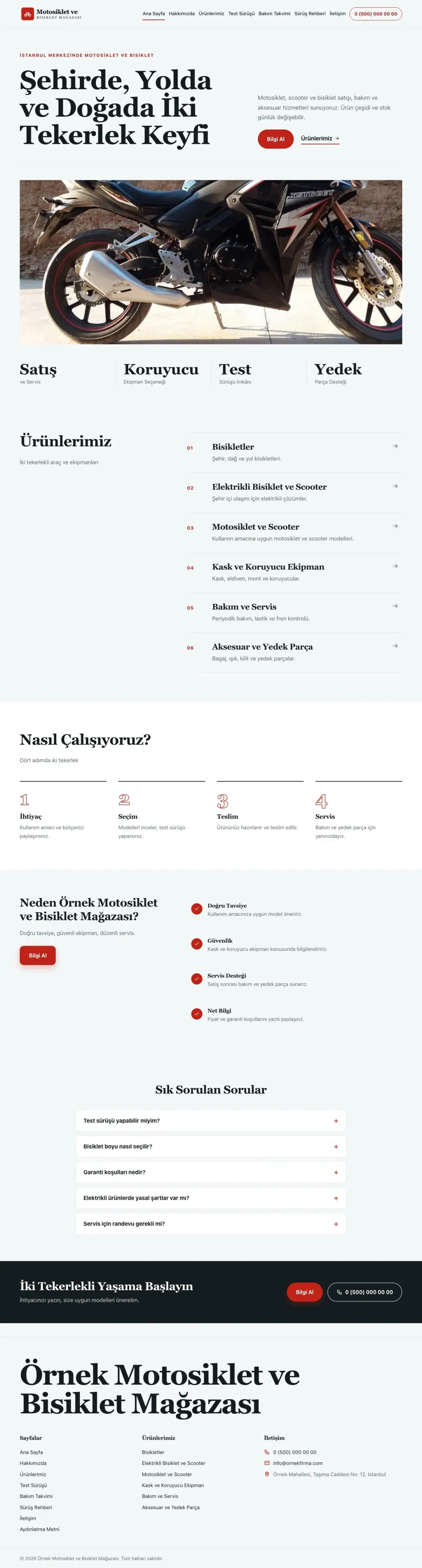 Editoryal Mavi Kırmızı – Motosiklet ve Bisiklet Web Sitesi ana sayfa görünümü
