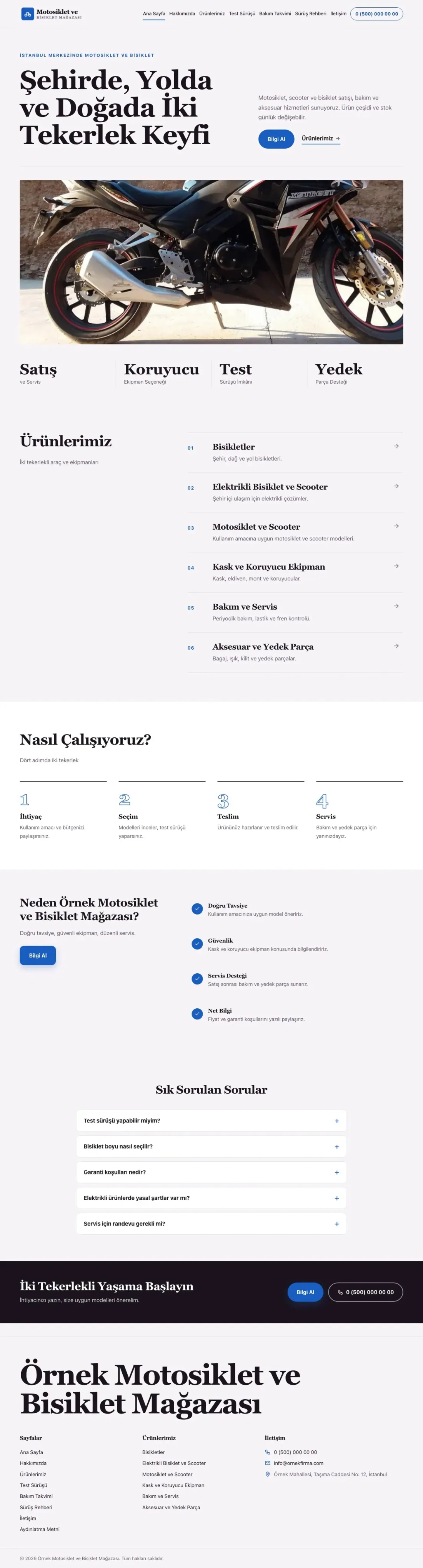 Editoryal Mor Mavi – Motosiklet ve Bisiklet Web Sitesi ana sayfa görünümü