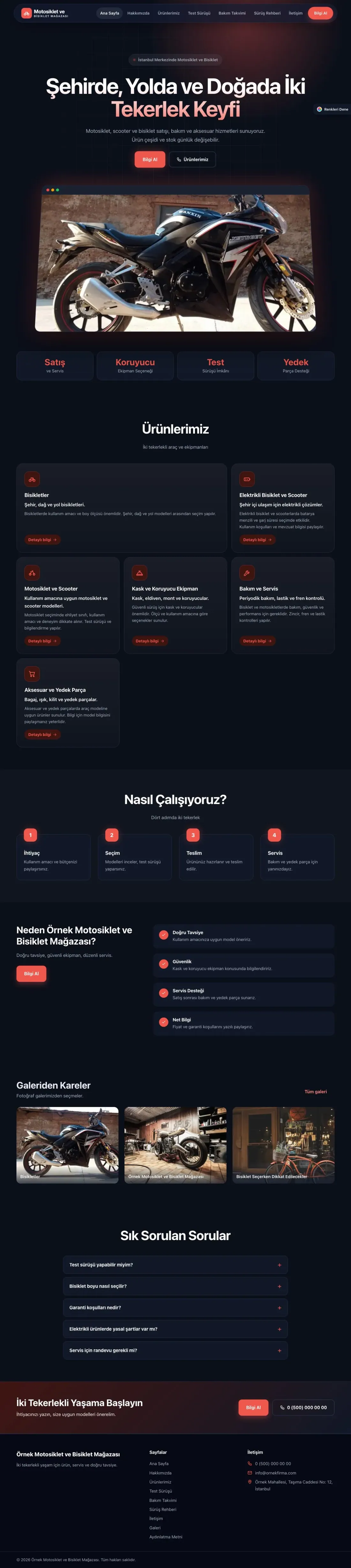 Motosiklet ve Bisiklet için Koyu Modern Mavi Kırmızı – Motosiklet ve Bisiklet Web Sitesi ana sayfa görünümü