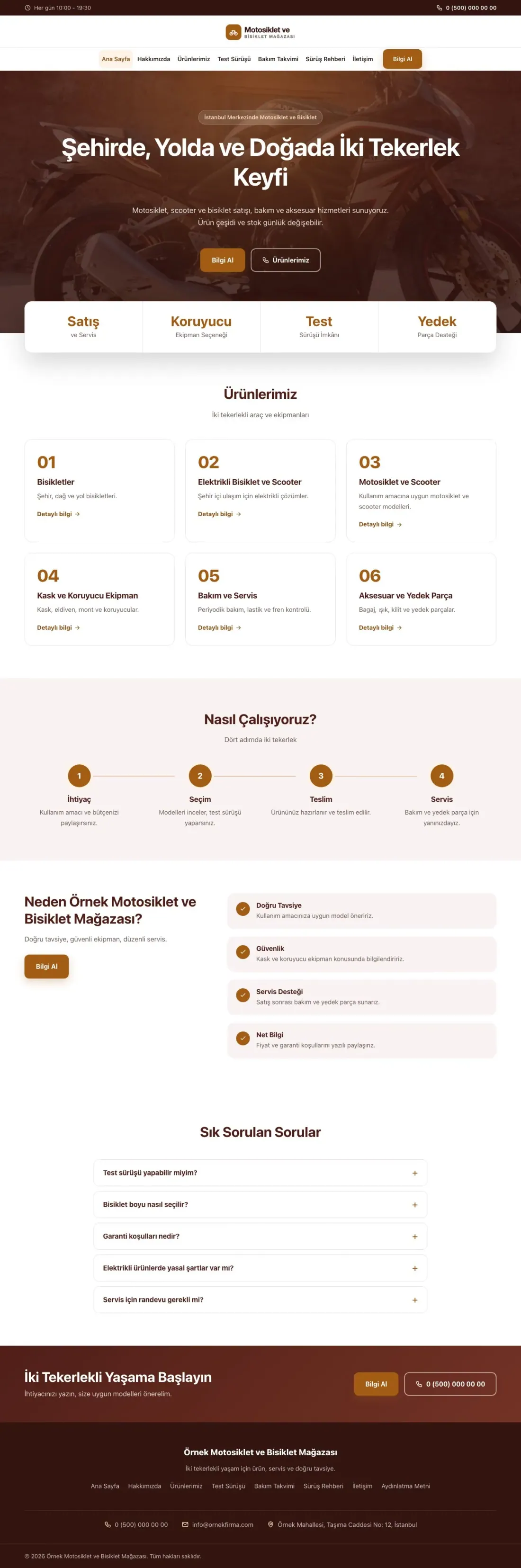 Merkez Bordo Turuncu – Motosiklet ve Bisiklet Web Sitesi ana sayfa görünümü