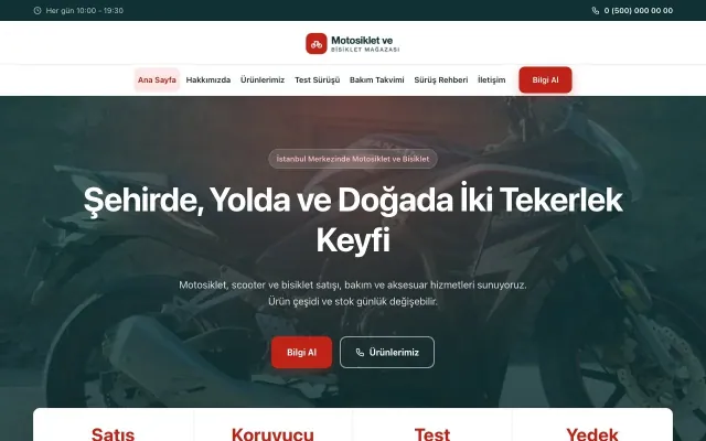 Merkez Petrol Kırmızı – Motosiklet ve Bisiklet Web Sitesi ana sayfa görünümü
