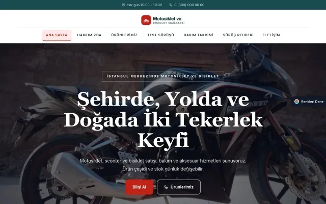 Motosiklet ve Bisiklet için Zigzag Petrol Kırmızı – Motosiklet ve Bisiklet Web Sitesi ana sayfa görünümü