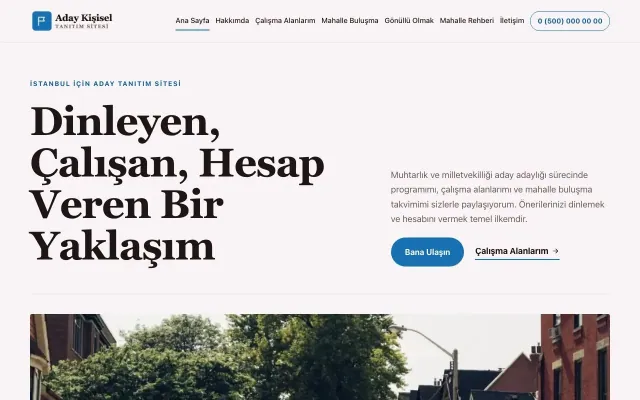 Muhtar ve Milletvekili Adayı için Dergi Editoryal Bordo Mavi – Muhtar ve Milletvekili Adayı Web Sitesi ana sayfa görünümü