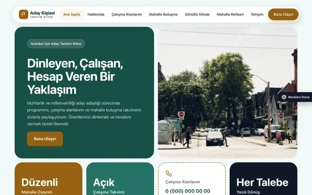 Muhtar ve Milletvekili Adayı için Mozaik Petrol Turuncu – Muhtar ve Milletvekili Adayı Web Sitesi ana sayfa görünümü