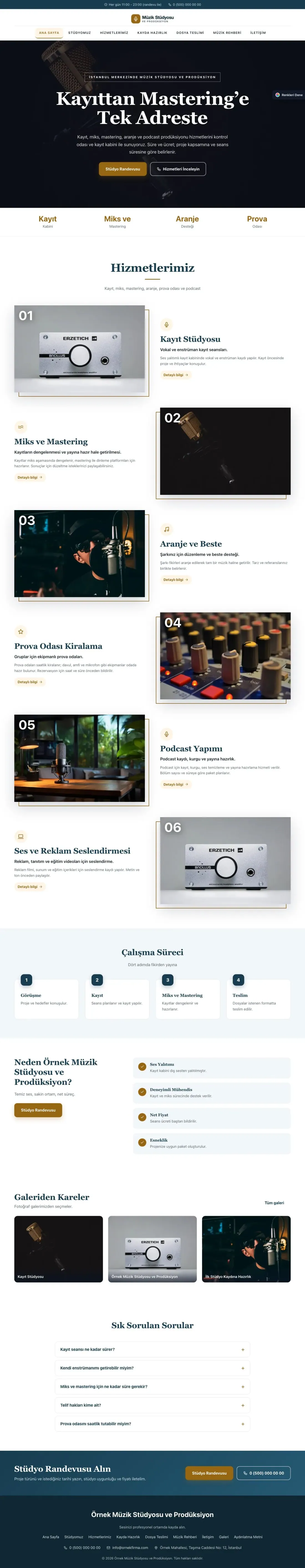 Müzik Stüdyosu ve Prodüksiyon için Zigzag Mavi Turuncu – Müzik Stüdyosu ve Prodüksiyon Web Sitesi ana sayfa görünümü