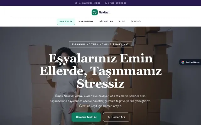 Nakliyat için Zigzag Mor Turkuaz – Nakliyat Web Sitesi ana sayfa görünümü