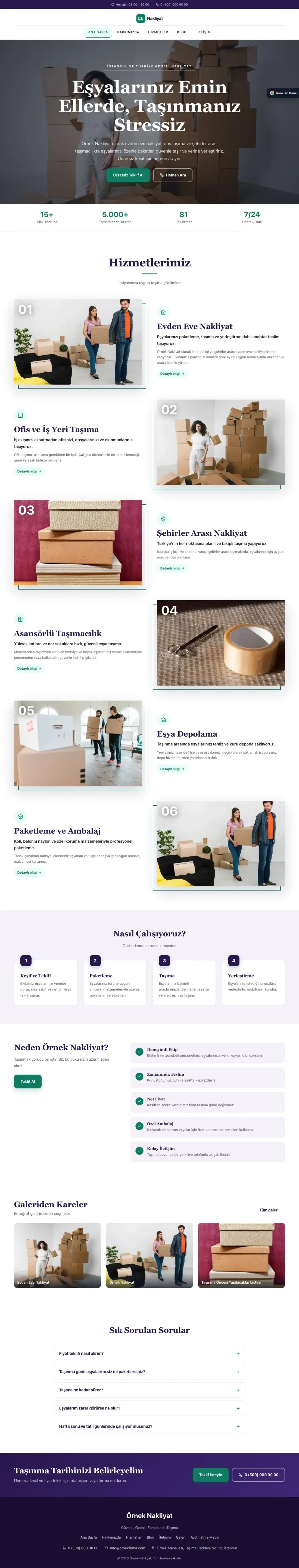 Nakliyat için Zigzag Mor Turkuaz – Nakliyat Web Sitesi ana sayfa görünümü