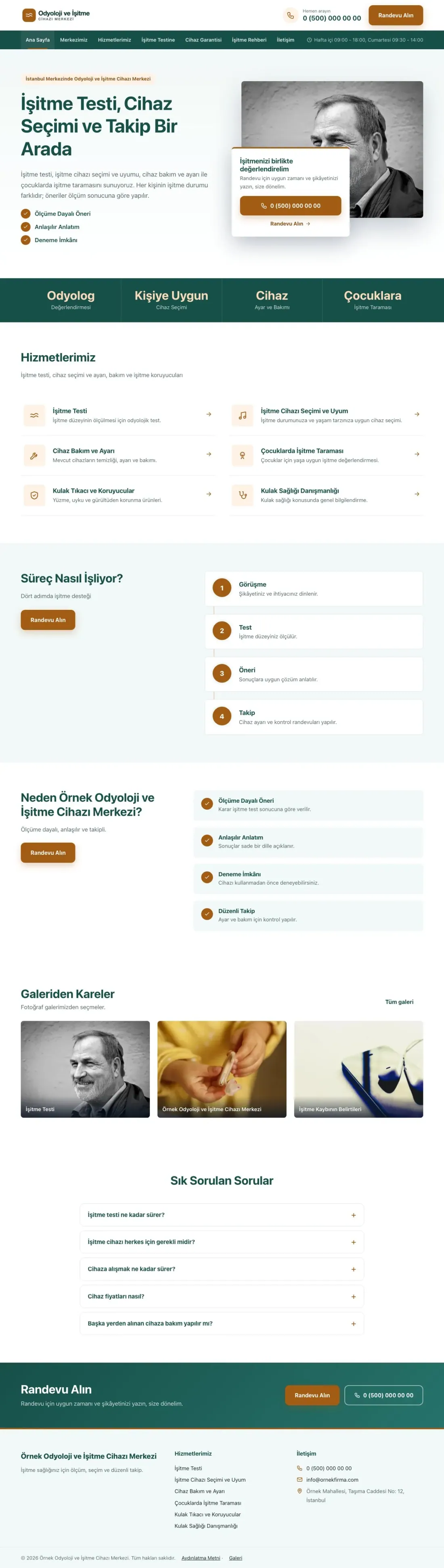 Odyoloji ve İşitme Cihazı Merkezi için Bölünmüş Petrol Turuncu – Odyoloji ve İşitme Cihazı Merkezi Web Sitesi ana sayfa görünümü