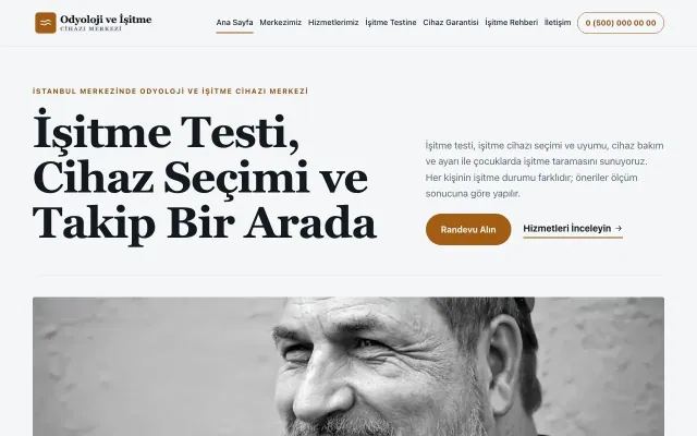 Odyoloji ve İşitme Cihazı Merkezi için Dergi Editoryal Mavi Turuncu – Odyoloji ve İşitme Cihazı Merkezi Web Sitesi ana sayfa görünümü