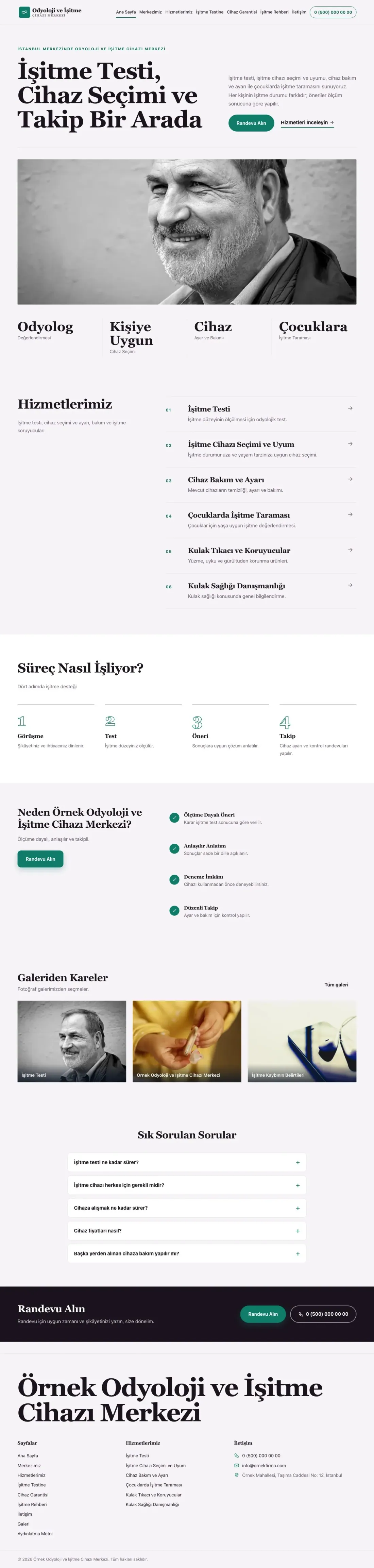 Odyoloji ve İşitme Cihazı Merkezi için Dergi Editoryal Mor Turkuaz – Odyoloji ve İşitme Cihazı Merkezi Web Sitesi ana sayfa görünümü