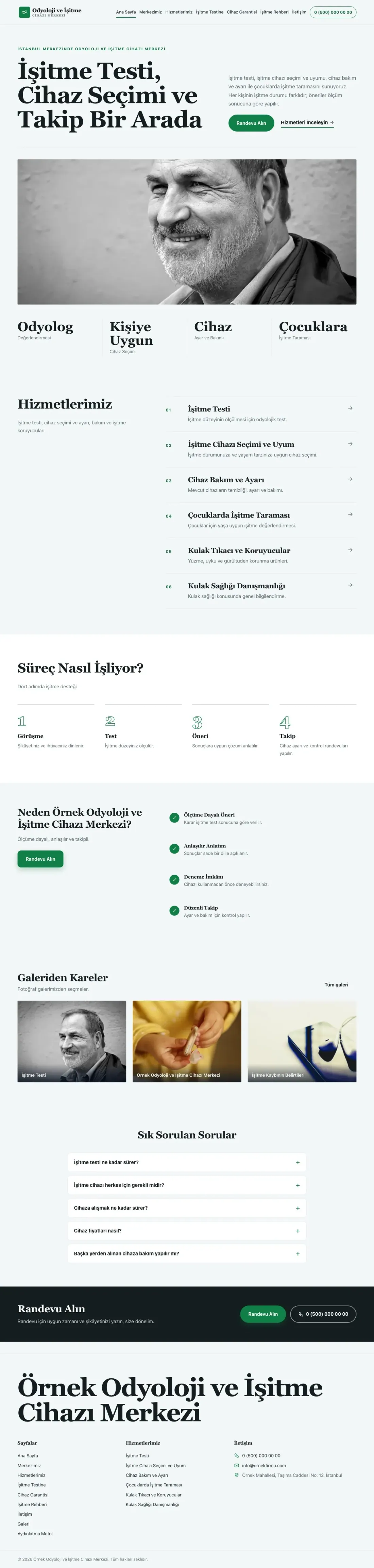 Odyoloji ve İşitme Cihazı Merkezi için Dergi Editoryal Petrol Yeşil – Odyoloji ve İşitme Cihazı Merkezi Web Sitesi ana sayfa görünümü